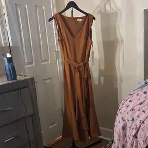 Calvin Klein Asymmetrical Brown Dress